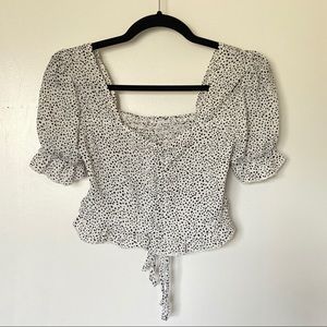 Polka Dot Ruched Top